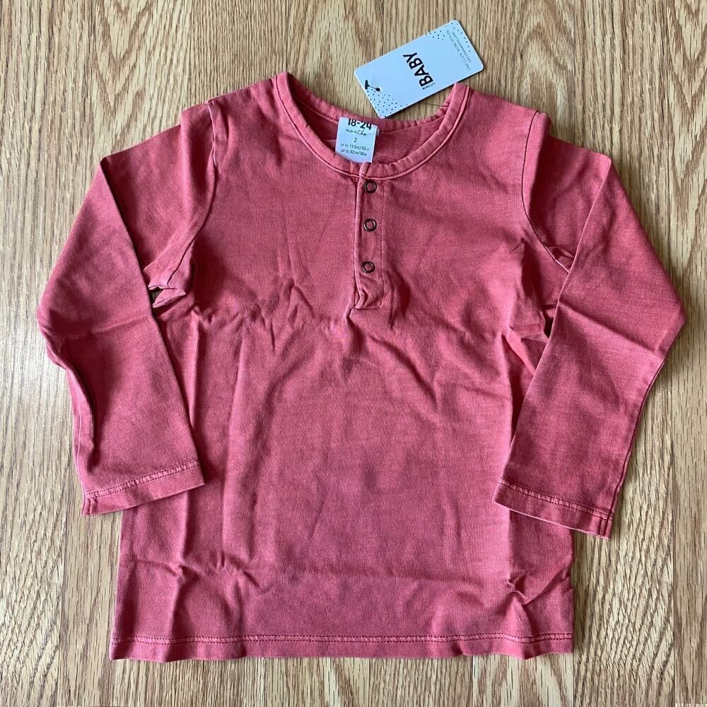 Cotton:on Baby Denny Long Sleeve Shirt Red Brick Wash 18-24 Months
